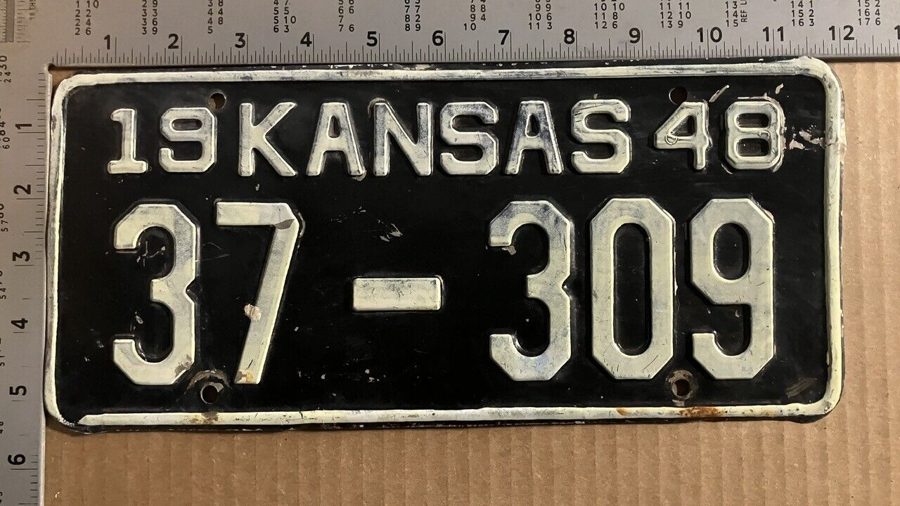 1948 Kansas license plate 37-309 YOM DMV Washington Ford Chevy Dodge 12016