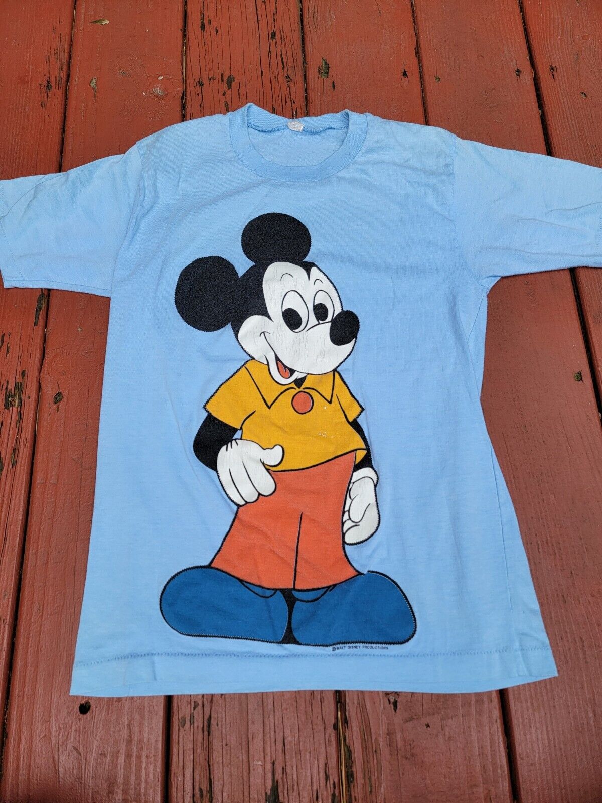 80s Vintage Mickey Mouse Shirt Womens Size Small Short Sleeve Tshirt 