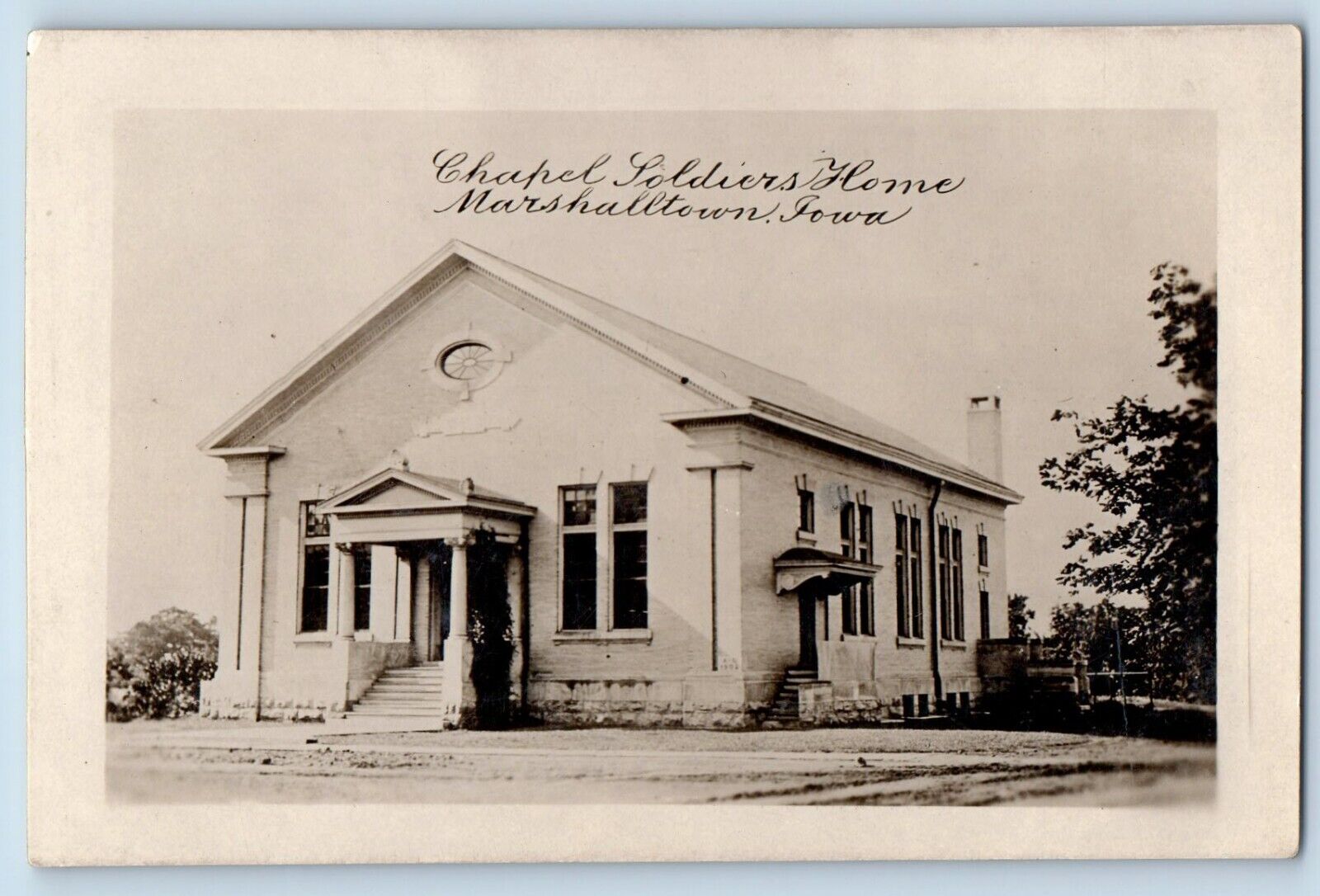 Marshalltown Iowa IA Postcard RPPC Photo Chapel Soldiers Home c1910's Antique