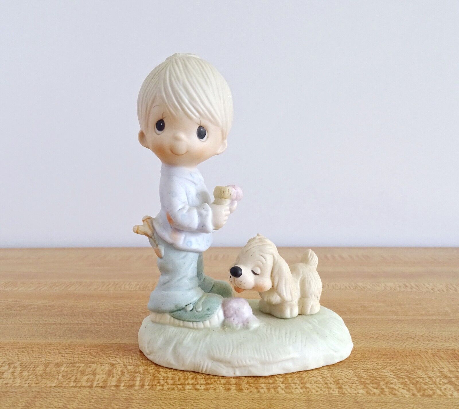 Precious Moments Figurine Praise the Lord Anyhow 1976 Vintage Johnathan & David