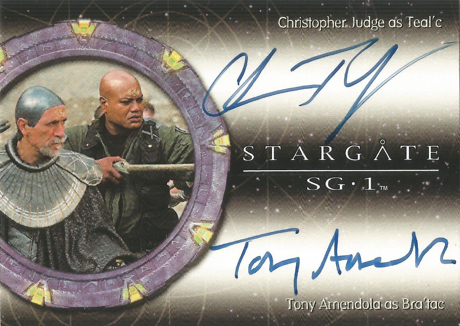 STARGATE SG-1 SEASON 8 DUAL AUTOGRAPH DA2 CHRISTOPHER JUDGE & TONY AMENDOLA