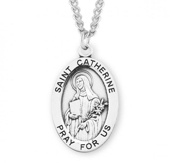 Patron Saint Catherine of Siena Oval Sterling Silver Medal Size 1.1in x 0.7in