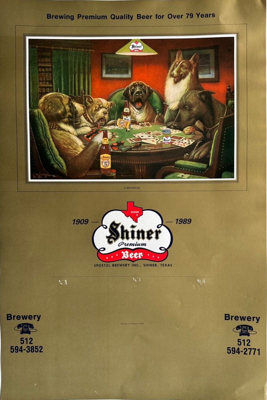 Shiner Premium Beer 1989 Dogs Playing Poker A Waterloo Spoetzl Brewery Texas