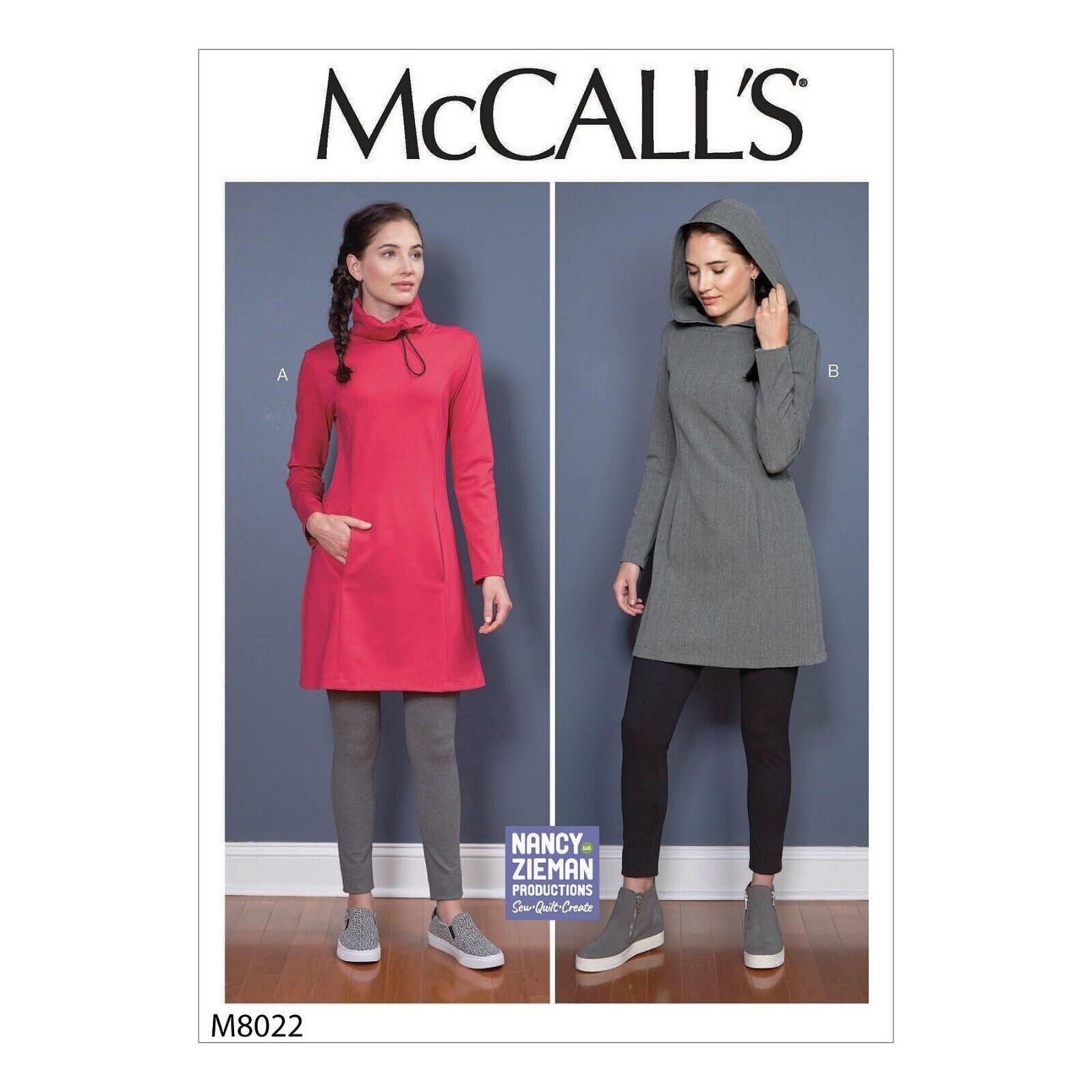 McCall's Nancy Zieman Pattern M8022 Coat Dress Pocket & Hood Size 6-22 Uncut