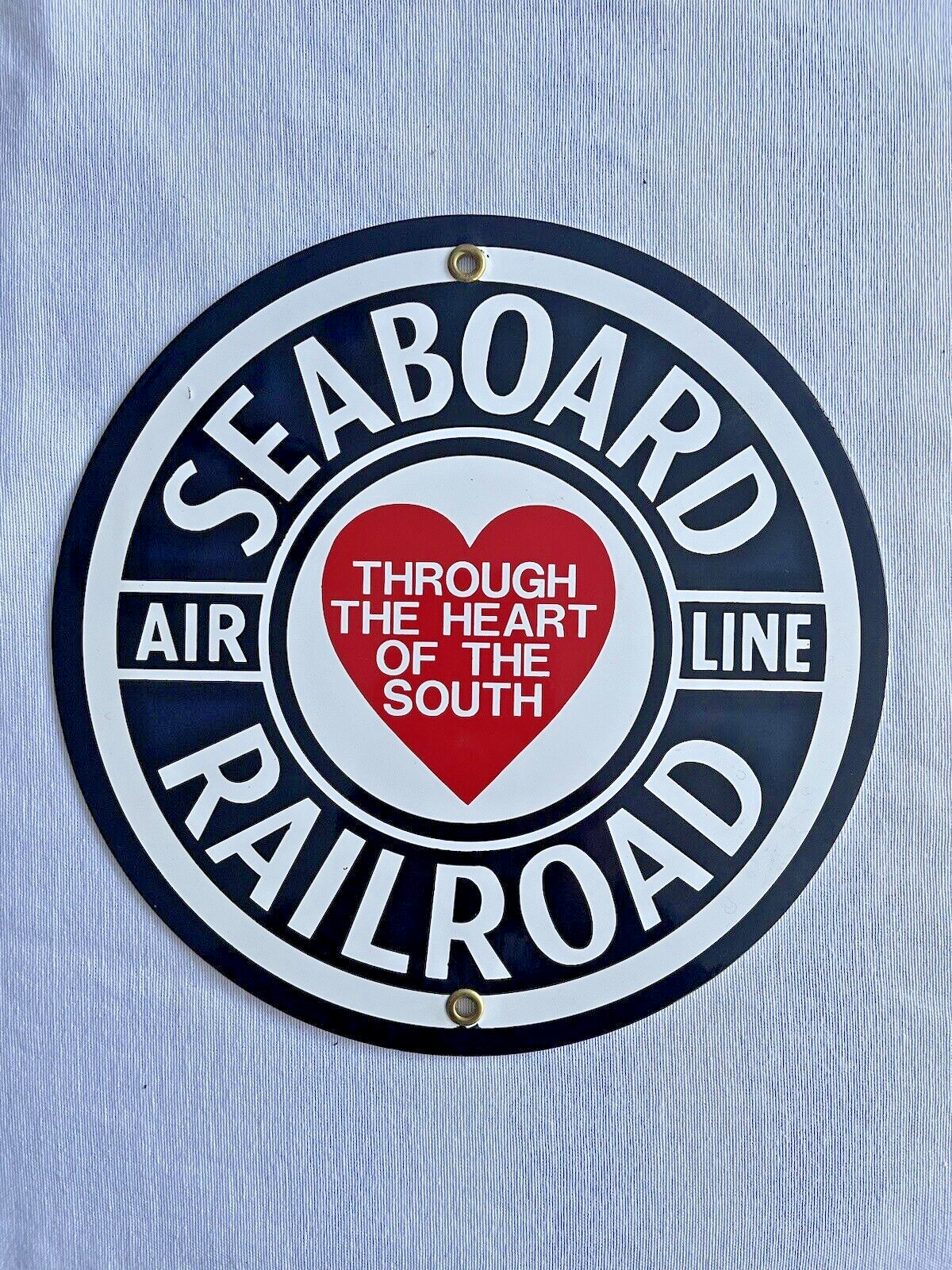 Vintage Seaboard Airline Railroad Through the Heart of the South Porcelain Sign