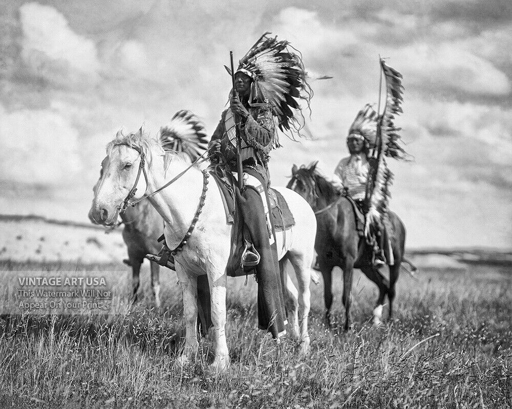 Sioux Chiefs on Horseback Photo - 1905 Native American Indians - Edward Curtis