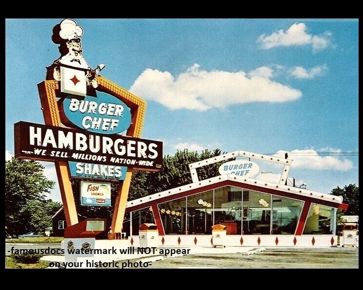 Burger Chef Diner PHOTO Vintage Restaurant Ad Sign Burger Joint 1960s