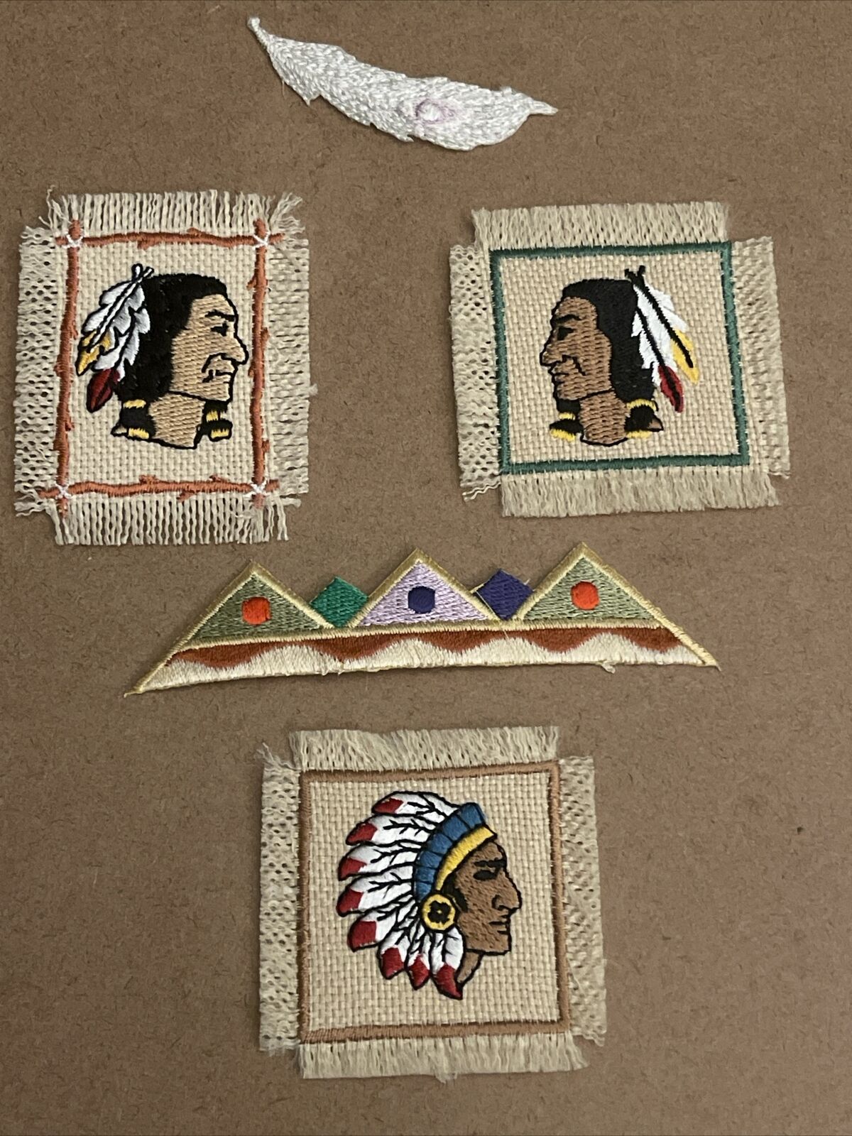 Native American Set Of 5 Patches: New, Iron On, Embroidered, High Quality,