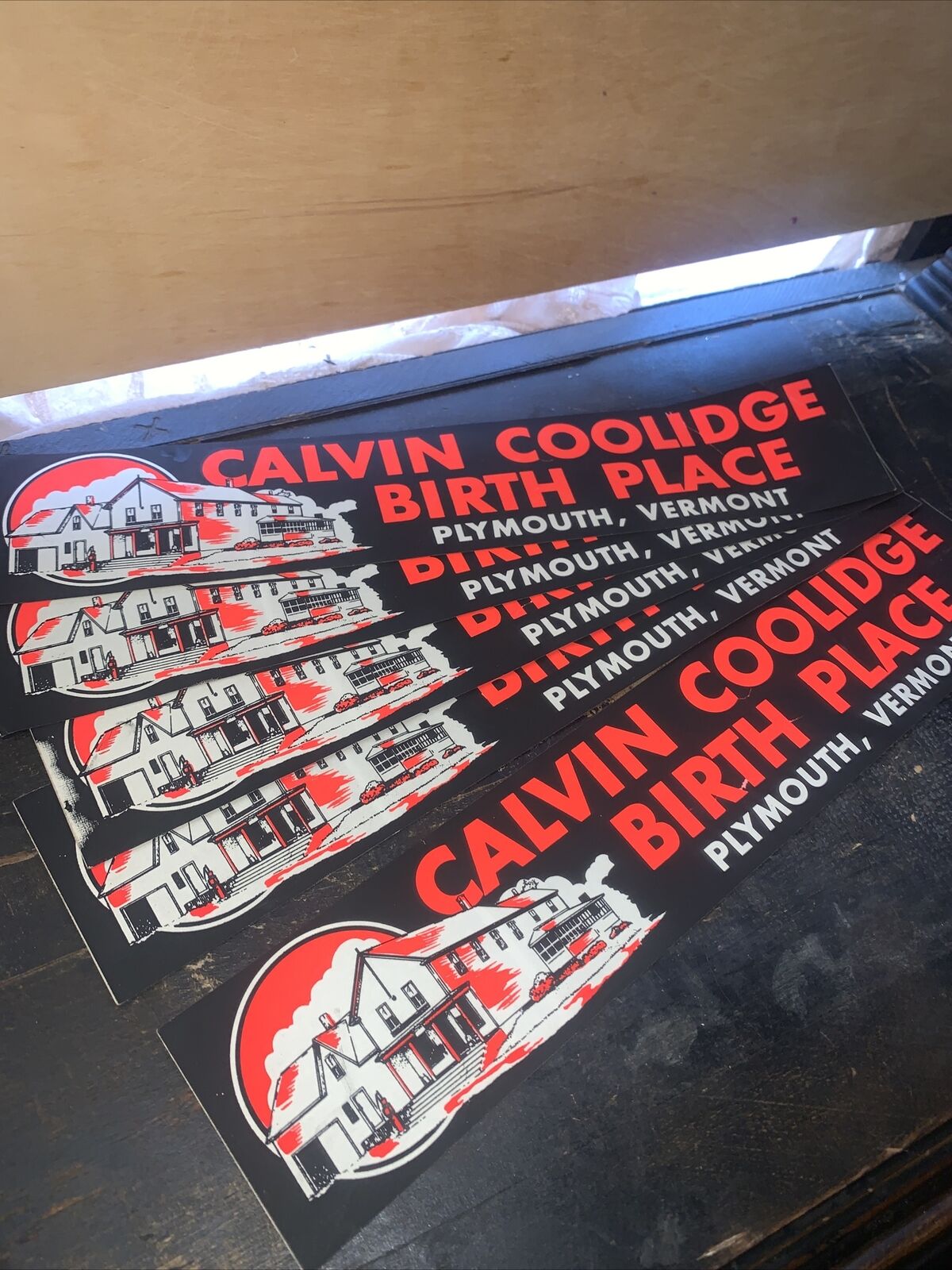 5 Vintage Calvin Coolidge - Bumper Stickers - Birth Place Plymouth, Vt￼.