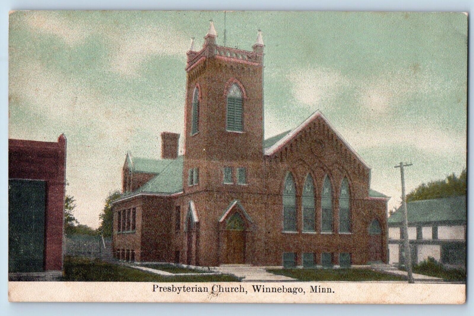 Winnebago Minnesota Postcard Presbyterian Church Exterior Building 1910 Vintage