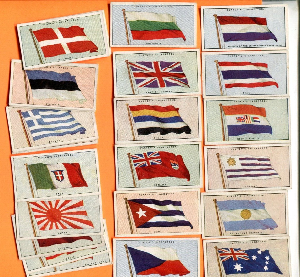 1928 JOHN PLAYER & SONS CIGARETTES FLAGS OF THE LEAGUE OF NATIONS 25 CARD LOT