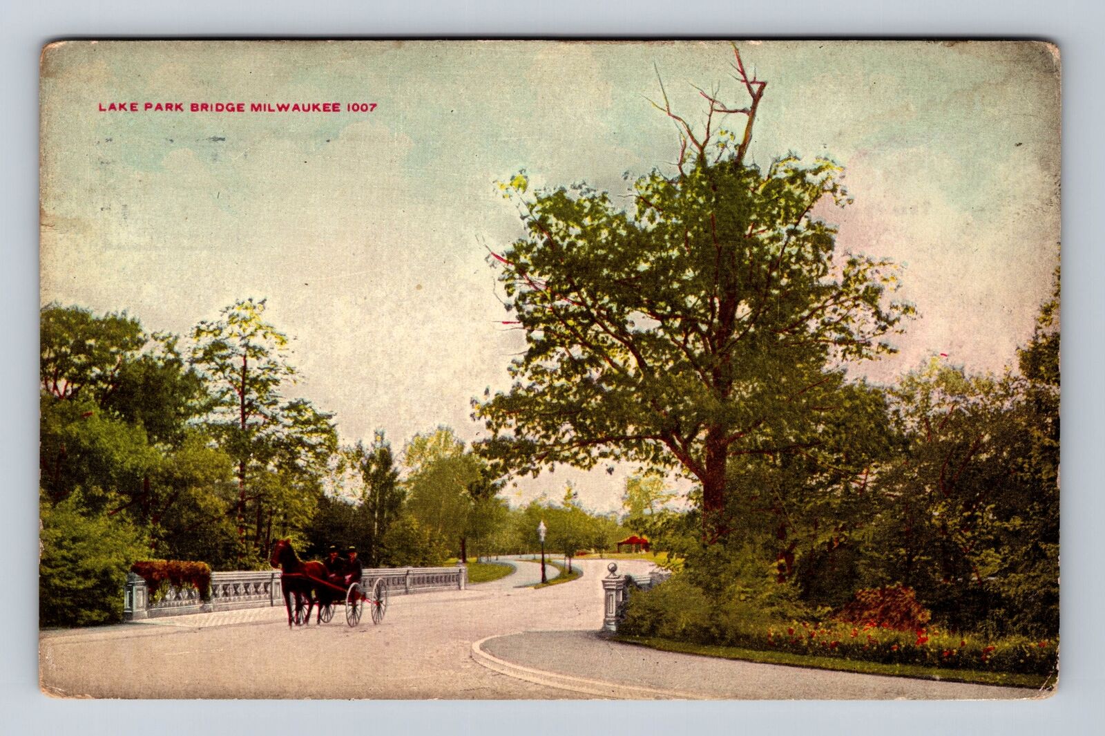 Milwaukee WI-Wisconsin, Lake Park Bridge, Antique Souvenir Vintage Postcard