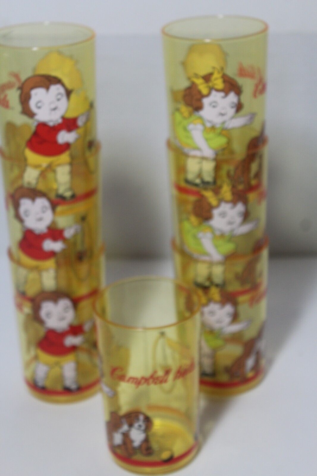 Vintage - Set of 7 - Campbell\'s Kids - Drinking Glass Tumblers -  4 1/2 in