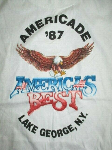 Vintage 1987 AMERICADE America\'s BEST - MOTOR CYCLES Lake George NY (LG) T-Shirt