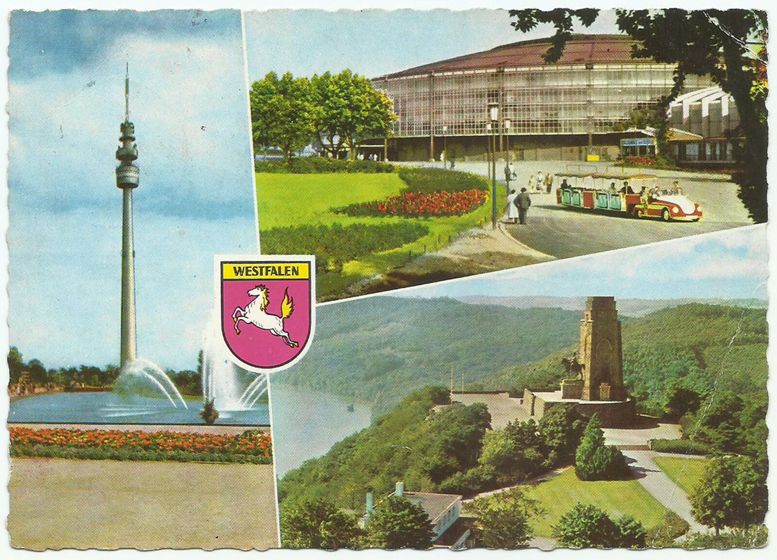 Dortmund Germany, Vintage Postcard, Dortmund TV Tower-Westfalenhalle, 1963