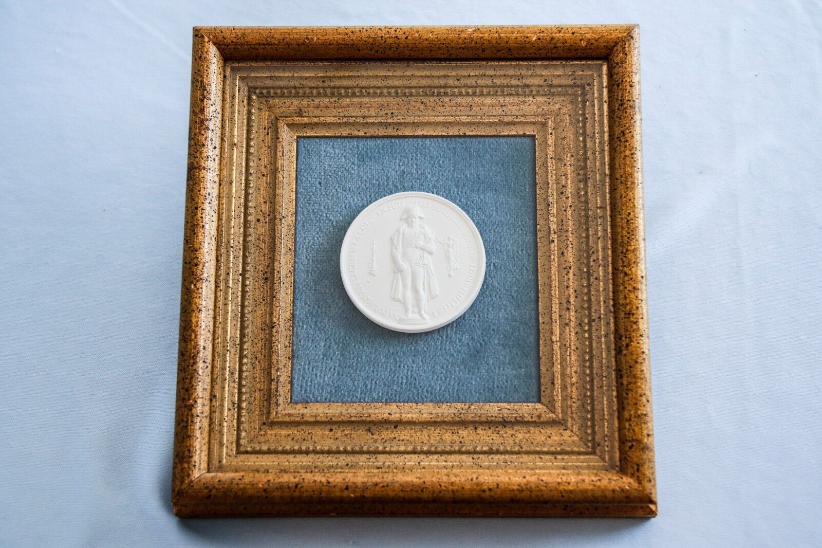 19th Century Framed Plaster Cast of Medal Napoleon Bonaparte Waterloo France
