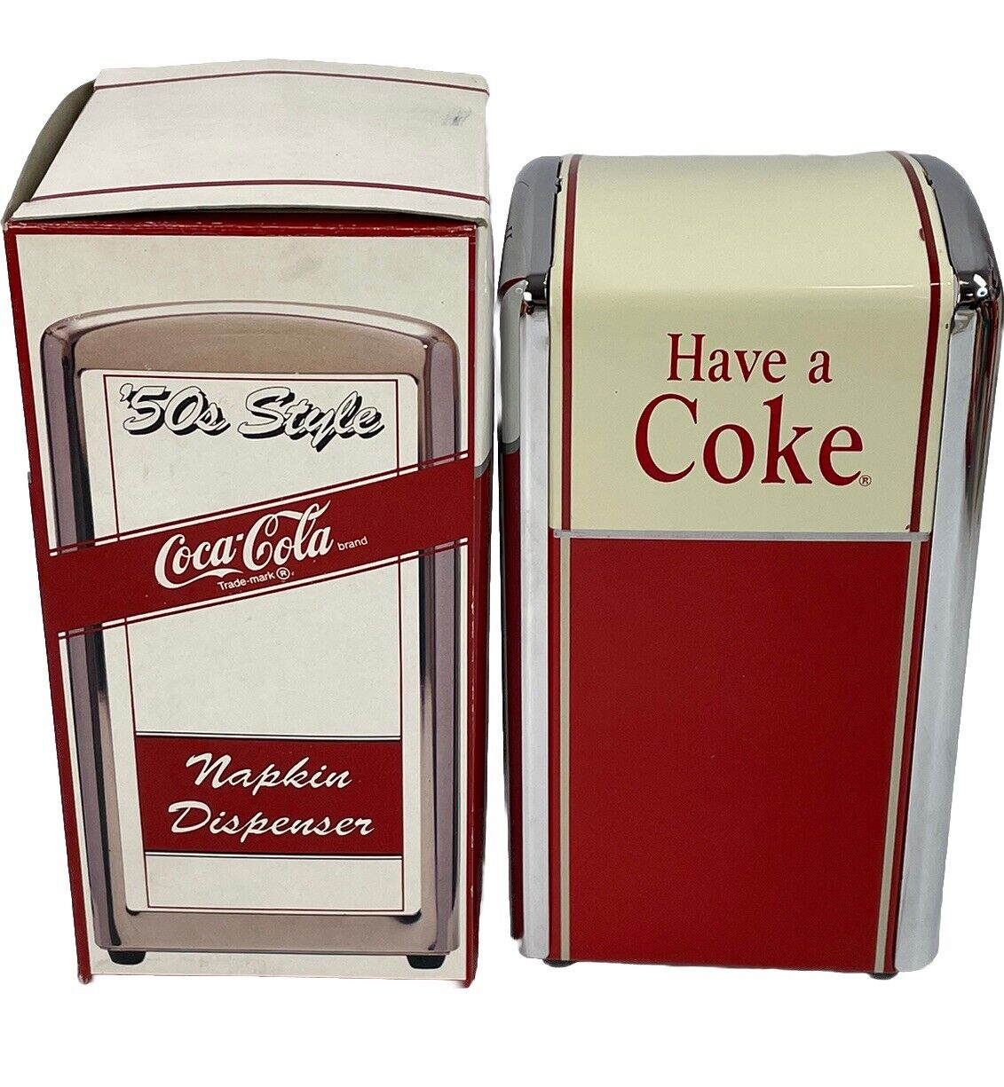 Coca Cola Coke 50s Style Napkin Dispenser Vtg 1992 Diner NEW in Box #10141