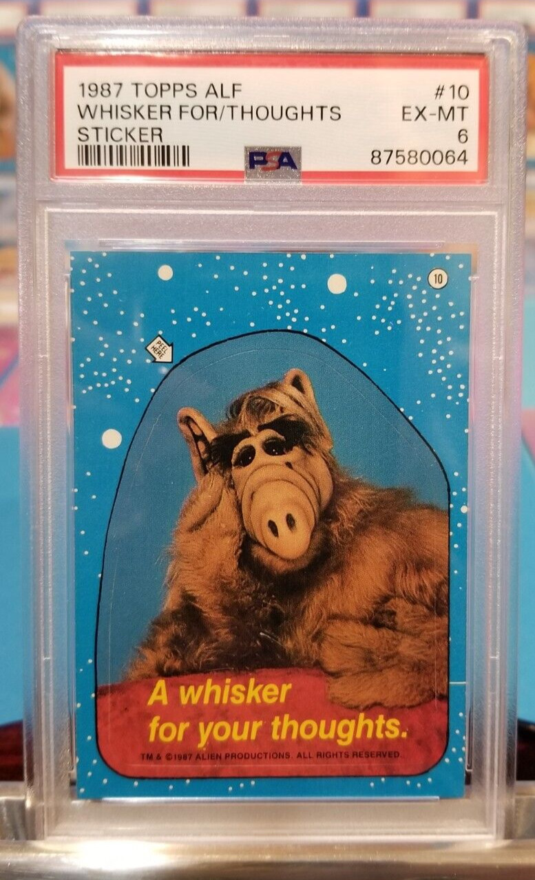 💥 1987 ALF PSA Ser1 Sticker Card #10 A Whisker for Thoughts PERFECT GIFT 💥
