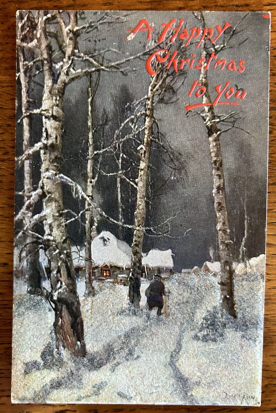 Tuck’s Oilette Postcard #6821- A Happy Christmas To You - Wooodland Walks