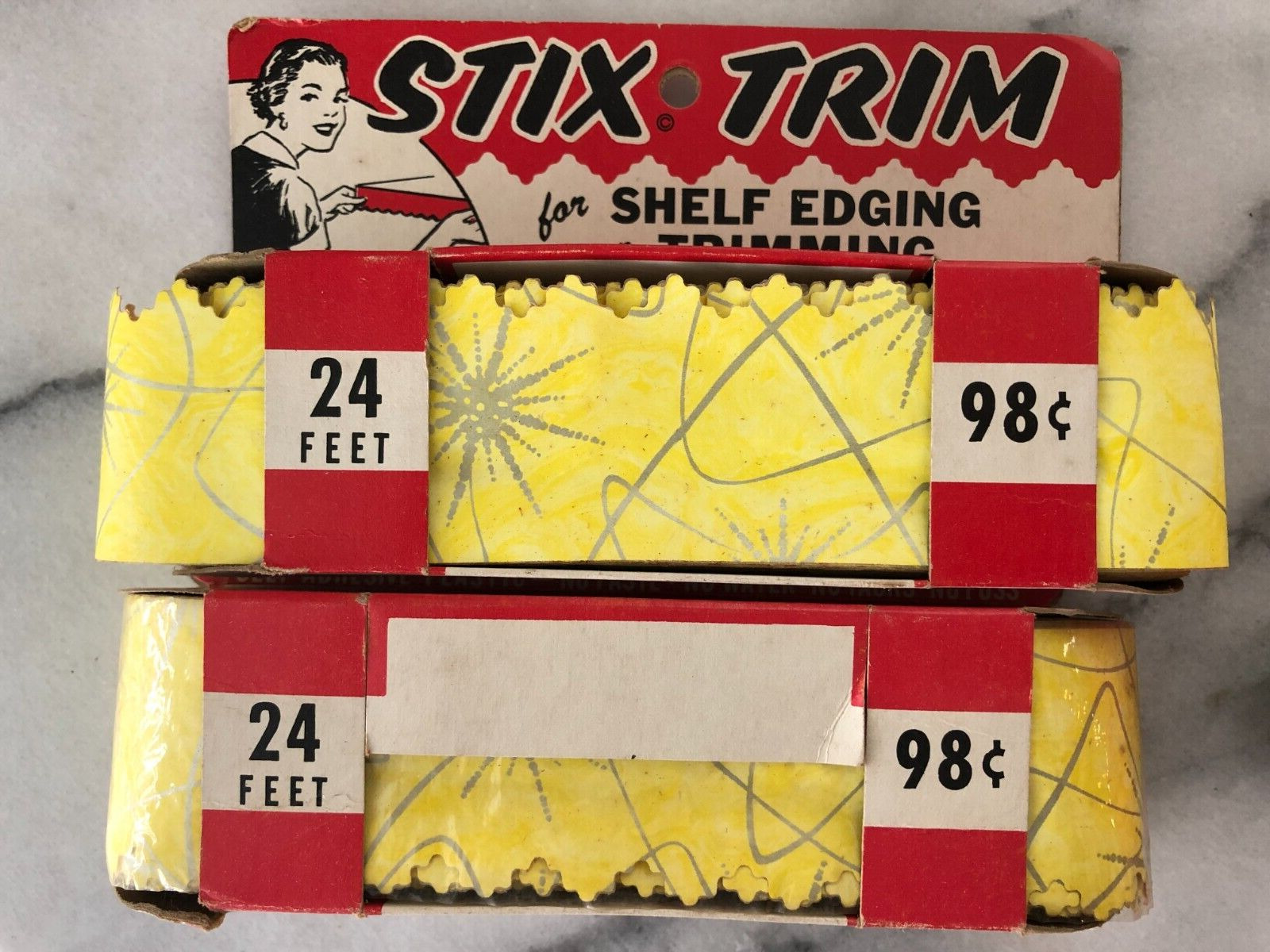 Vintage Stix Trim Decorative Border NIP Mid Cent Yellow Atomic Starburst Craft