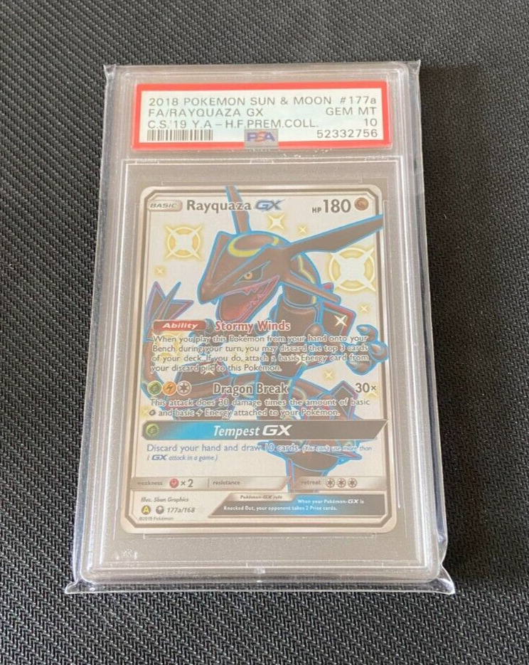 Pokemon Card PSA 10 Graded - Rayquaza GX 177a/168 - Hidden Fates Shiny Full Art