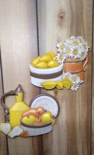 EXCELLENT CONDITION 1970\'s MCM pair Syroco kitchen wall decor