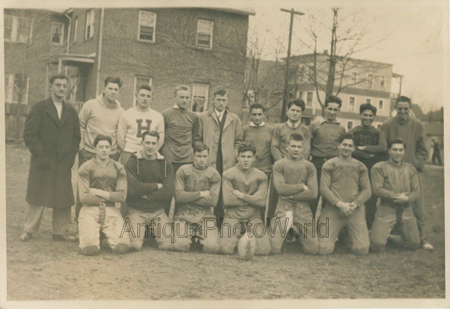 Boys high school football team antique sport photo