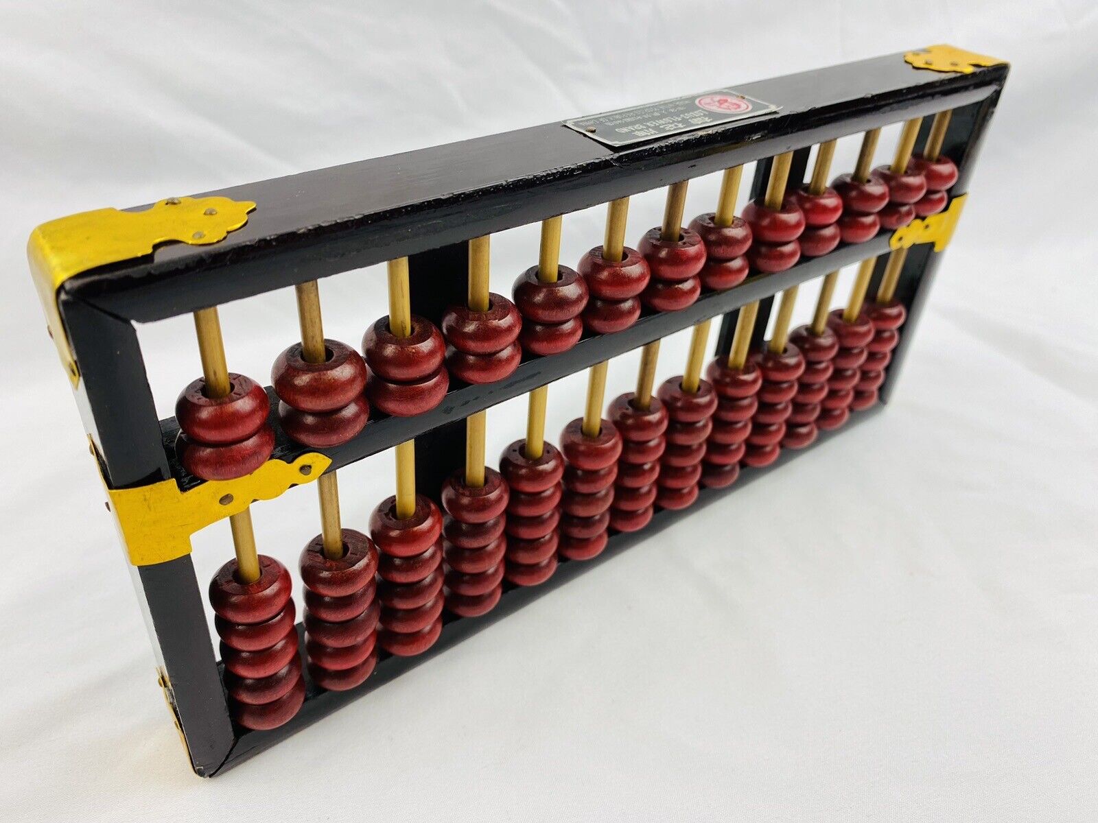 Vintage Chinese Wooden Abacus, Lotus-Flower Brand, 13 Rods 91 beads