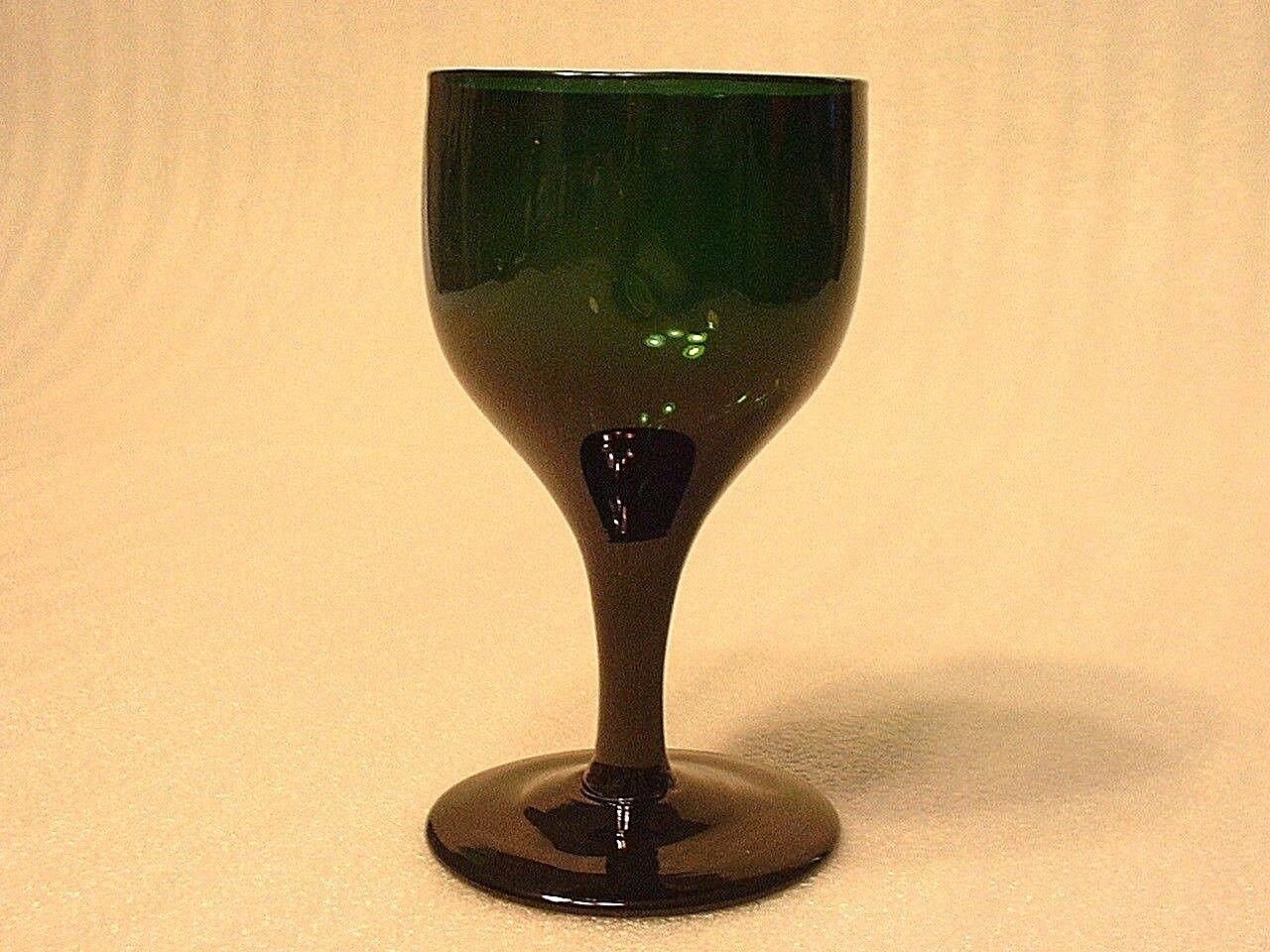 Antique 18Th / 19ThC English Blown Wine Stem in Deep Emerald Green Color #3