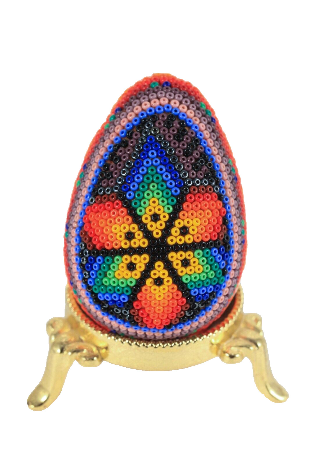 Huichol Indigenous Mexican Wixarika Beaded Egg Tribal Folk Art Easter Christmas