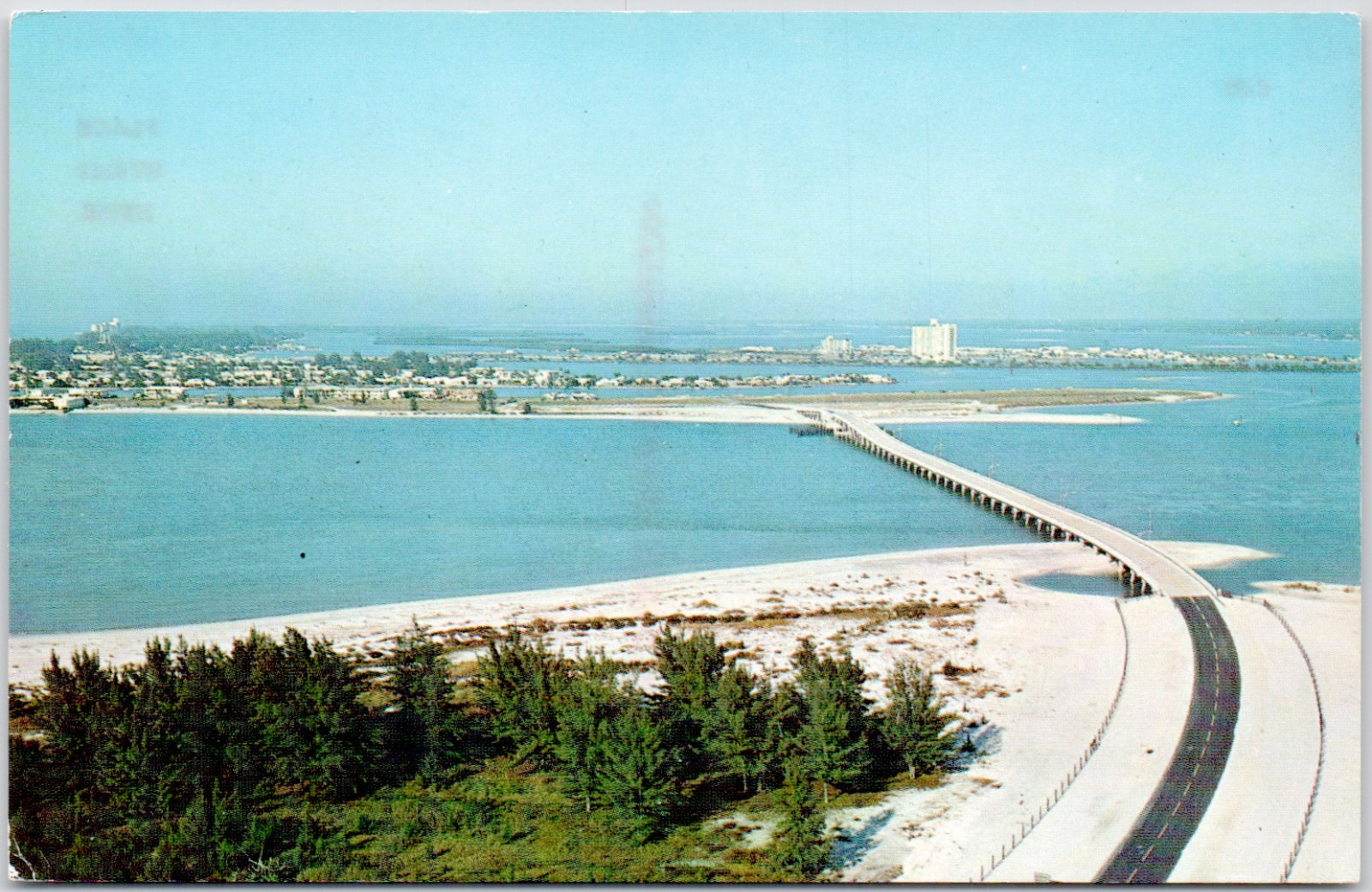 Clearwater Pass Bridge Gulf Beach Pass A Grill Florida Beach FL Vintage Postcard