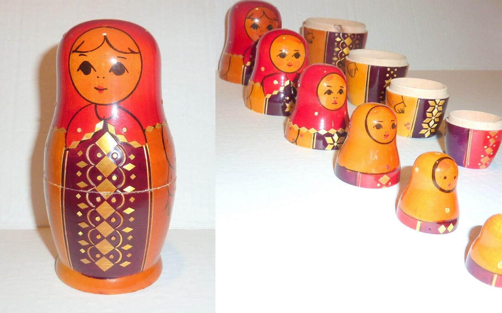 Russian Vtg. Matryoshka Nesting Dolls 13 Piece Set Museum Quality Great Pattern