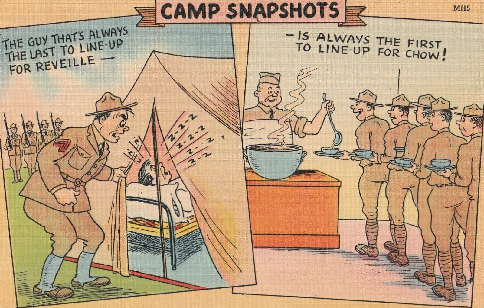 Vintage WW2 Army Postcard Camp Snapshots Comedy Military Unposted