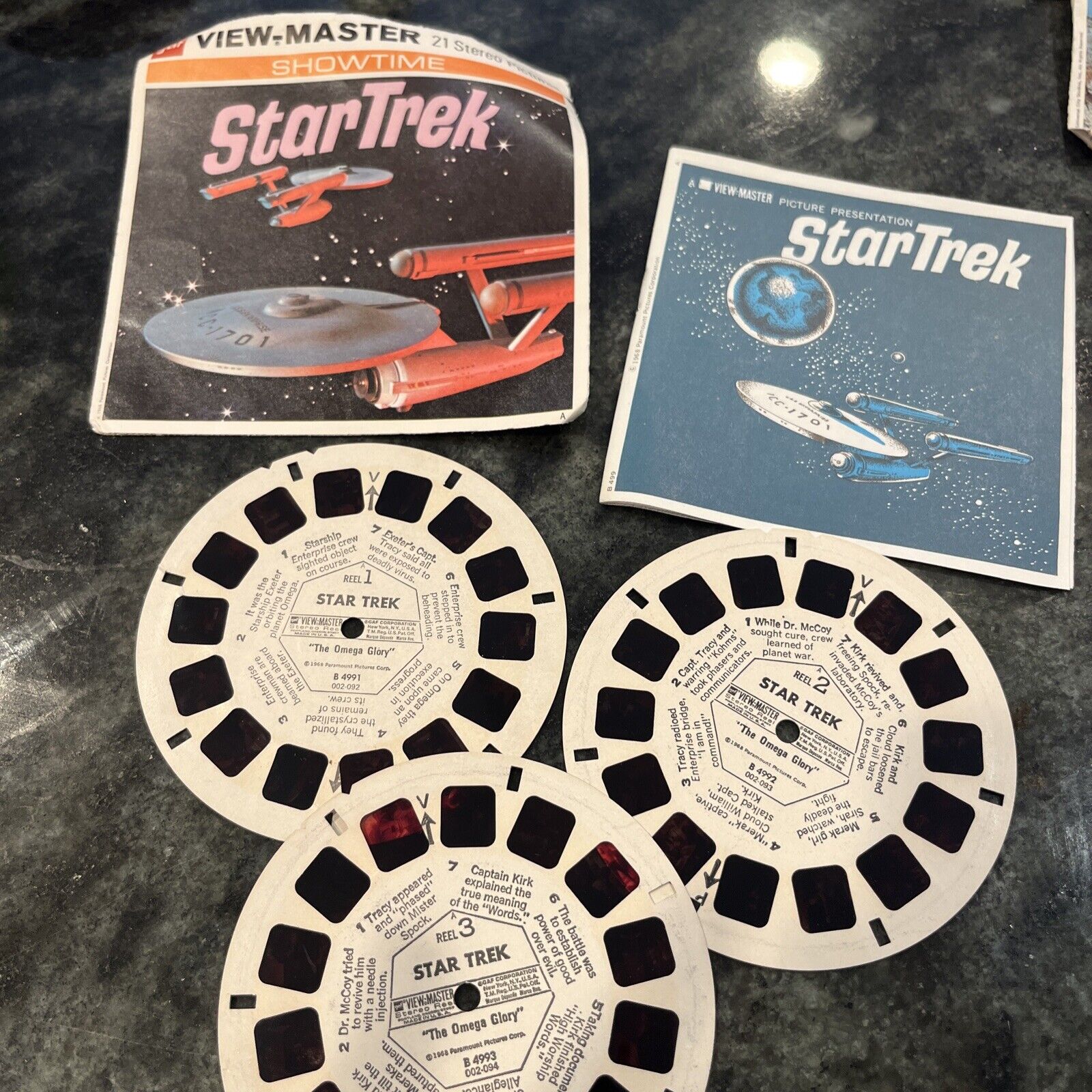 STAR TREK #B499 View Master GAF Showtime 3 Reel Packet Set  1968