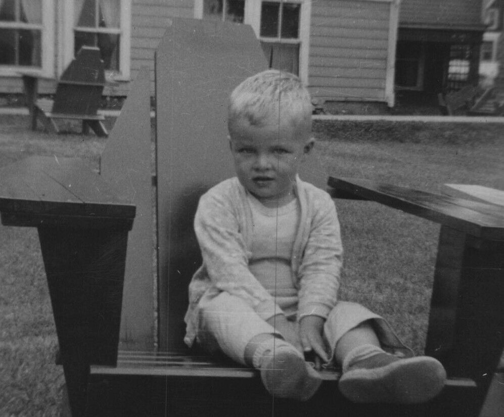 9S Photograph Portrait Boy Adirondack Chair 1940-50’s