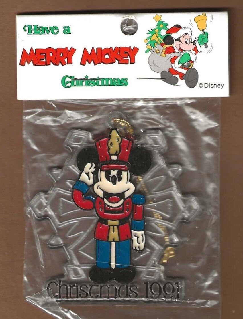 Vintage Mickey Mouse 1991 Christmas Ornament, Toy Soldier, Snowflake, Acrylic