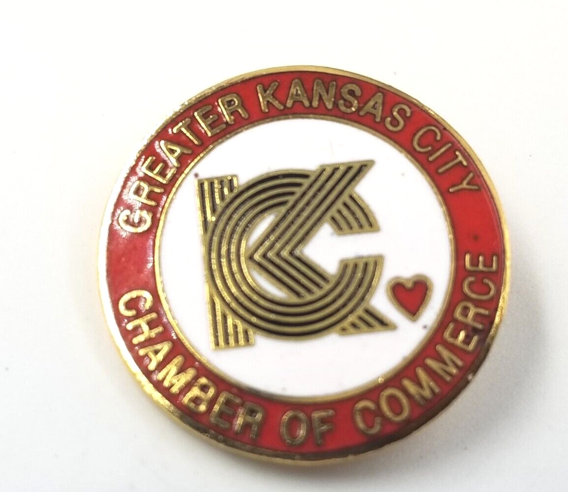VTG Greater Kansas City KC Chamber Of Commerce Red White Gold Tone Enamel Pin