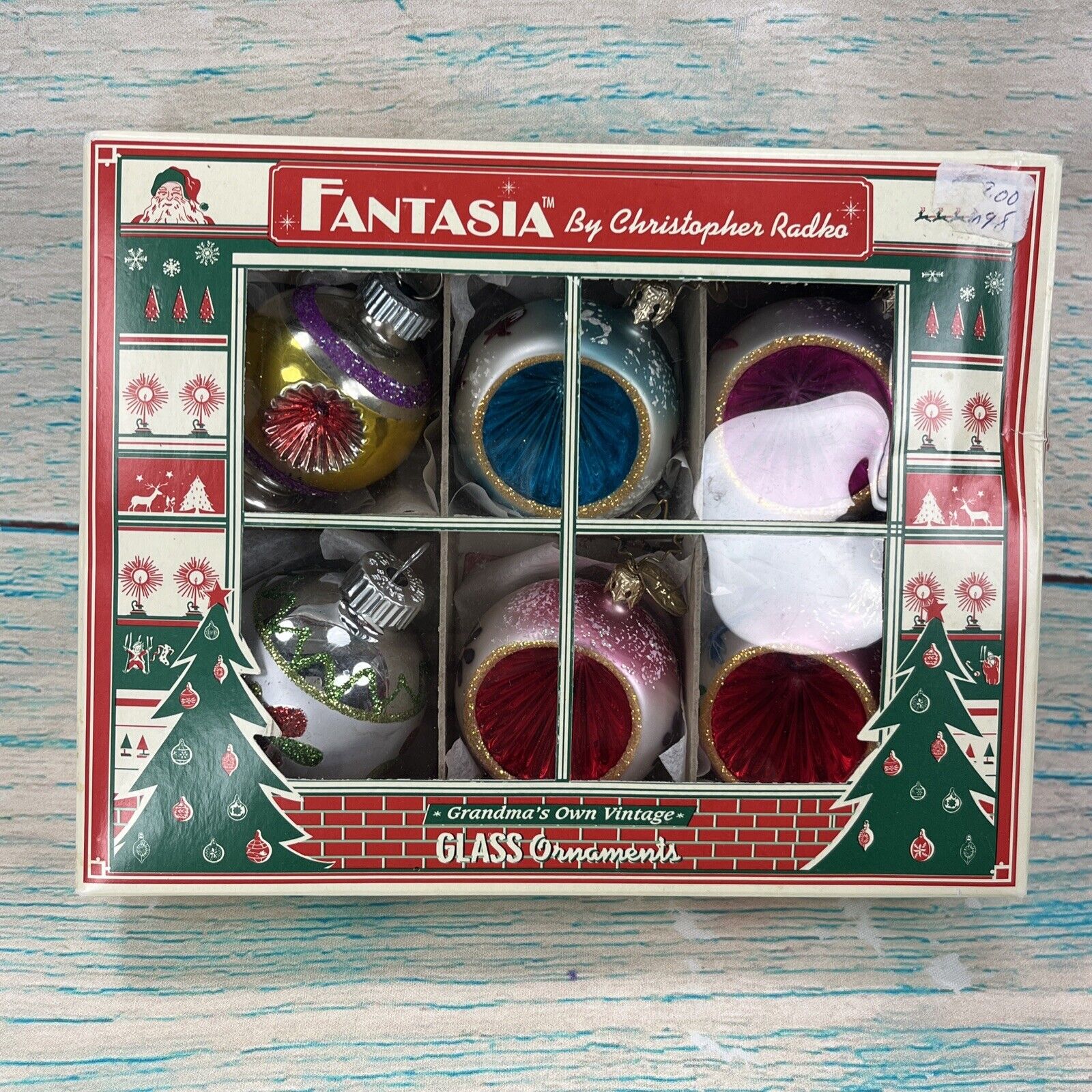 Christopher Radko Fantasia Christmas Grandma\'s Own Vintage Glass Ornaments 6 pc