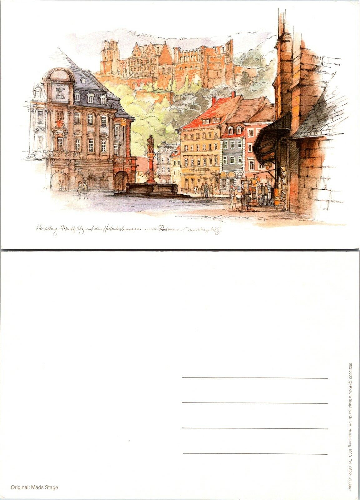 Germany Baden-Württemberg Heidelberg Castle Palace Street View Vintage Postcard