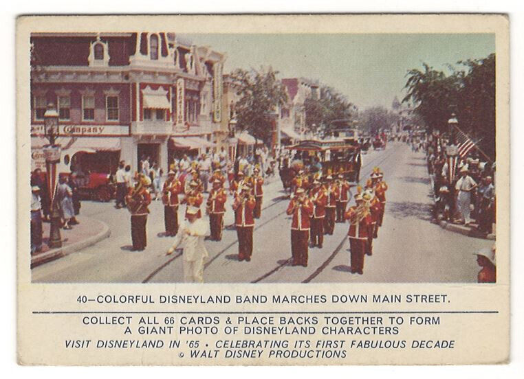 1965 DONRUSS # 40 DISNEYLAND PUZZLE BACK- BAND MARCHES DOWN MAIN STREET - LOOK 