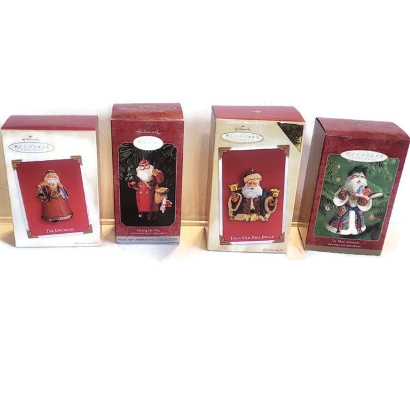 Lot Of 4 Old World Style Santa Ornaments Vintage Hallmark Keepsake 1998-2004