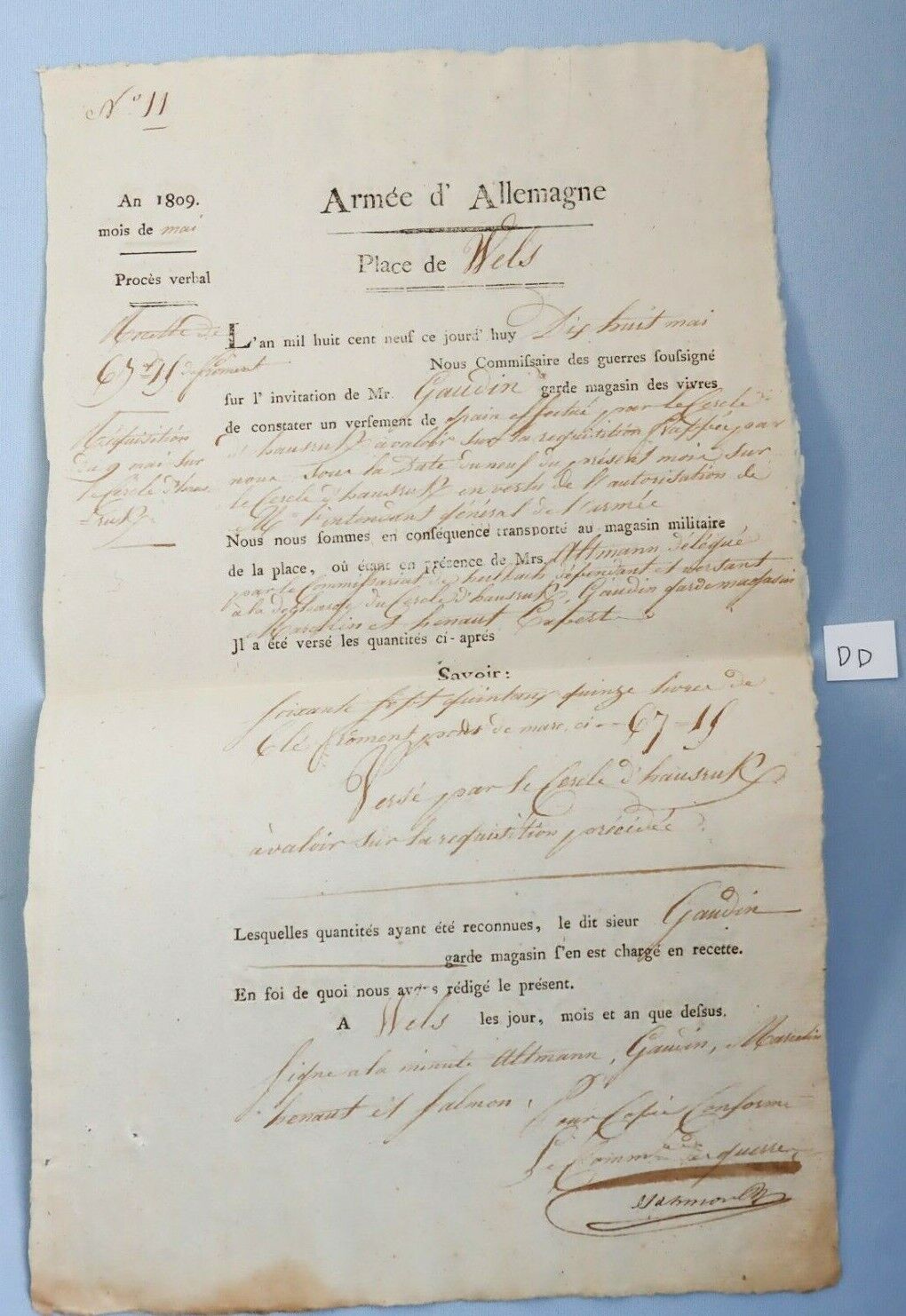 1809 Order France Army of Germany Provisions Napoleon Waterloo Battle War