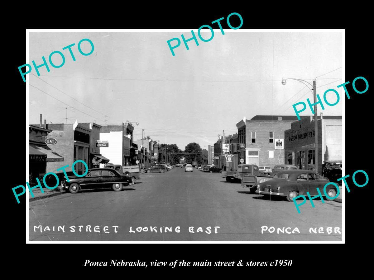 OLD 8x6 HISTORIC PHOTO OF PONCA NEBRASKA THE MAIN STREET & STORES c1950