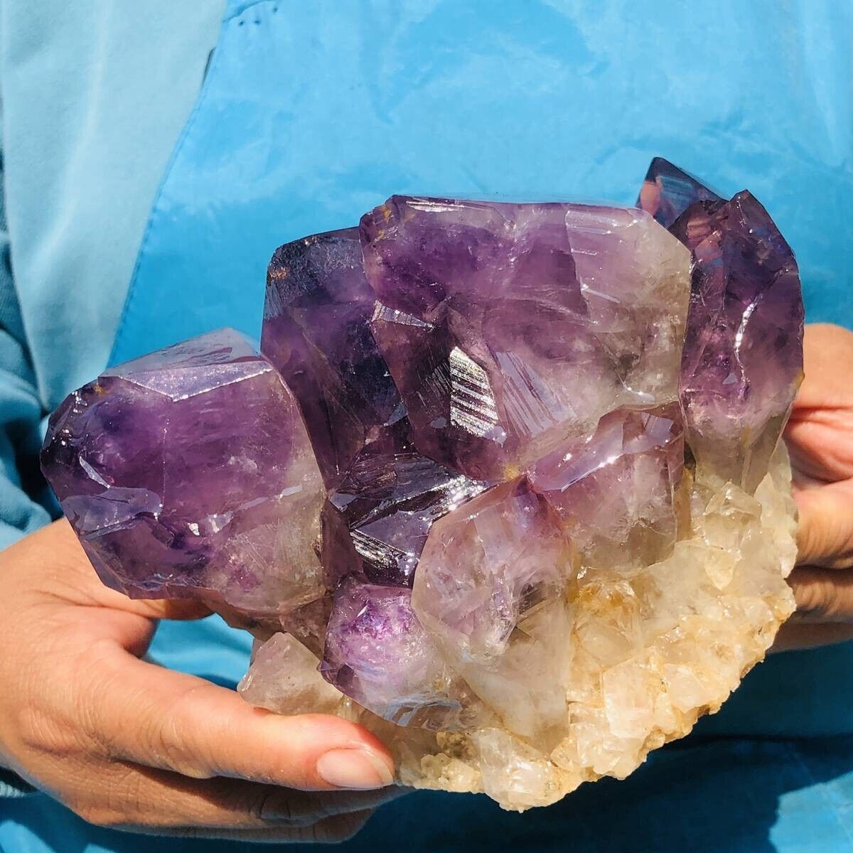 4.2LB Natural Amethyst Cluster Purple Quartz Crystal Rare Mineral Specimen 654