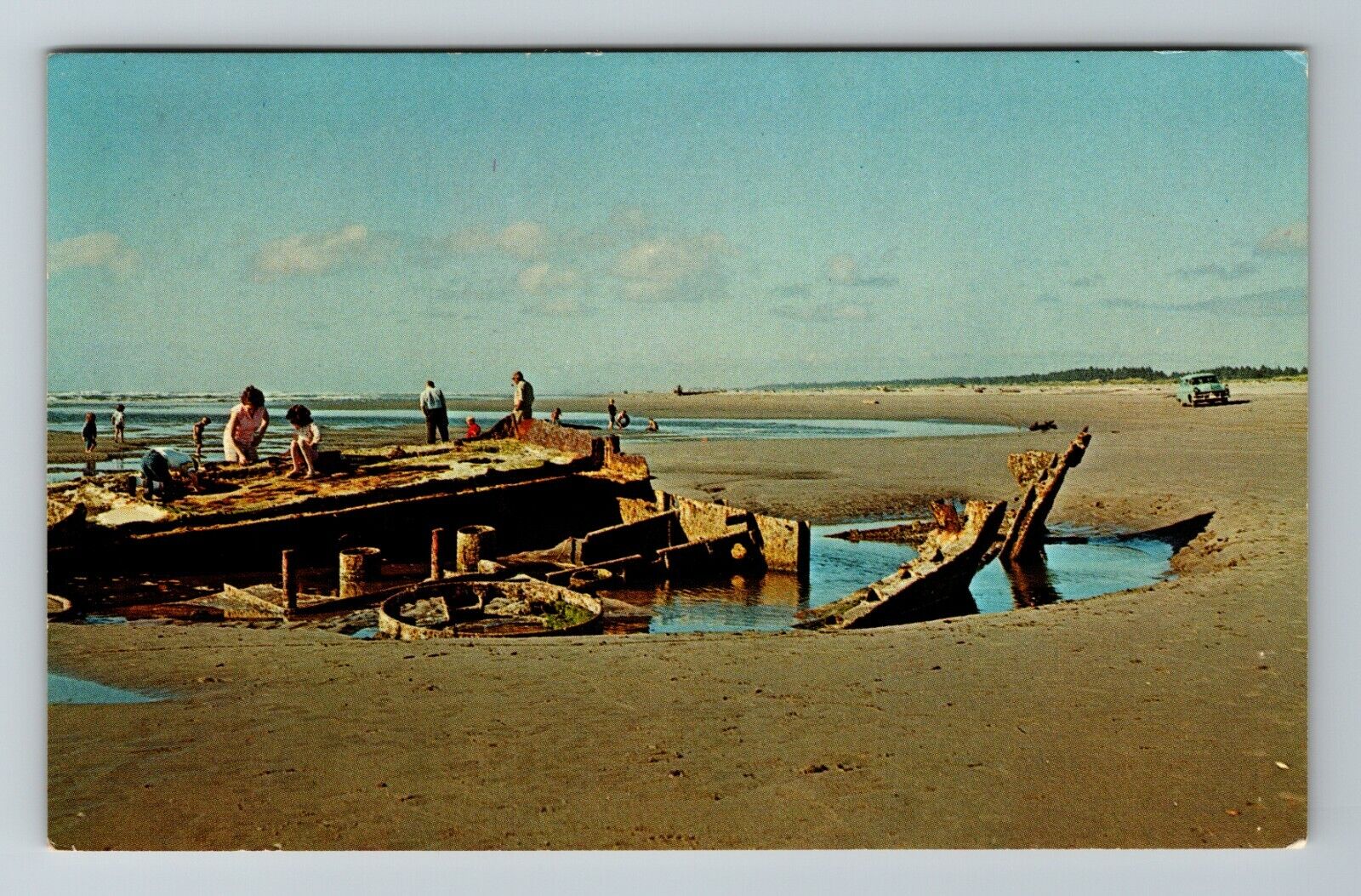 Navy Intrepid Shipwreck Long Beach Peninsula Classic Car  Vintage Postcard