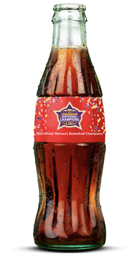 LSU 2023 Women’s Basketball National Champions Coca-Cola Bottle COKE Glass 8 fl