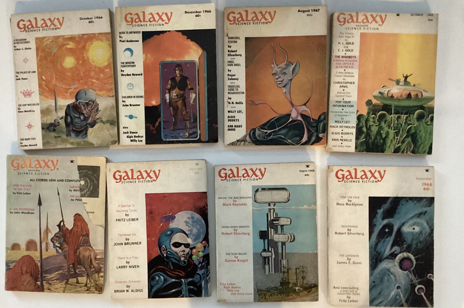 Lot of 8 galaxy science fiction Magazine. 1966 to 1968