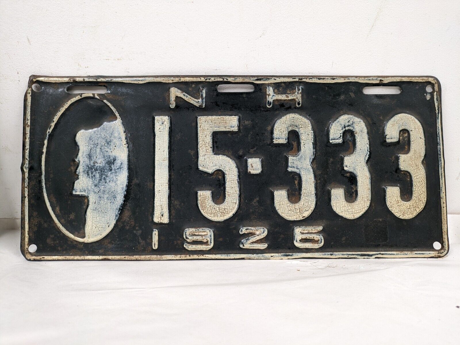 Vintage 1926 New Hampshire Old Man Of The Mountain License Plate NH Tag 15-333
