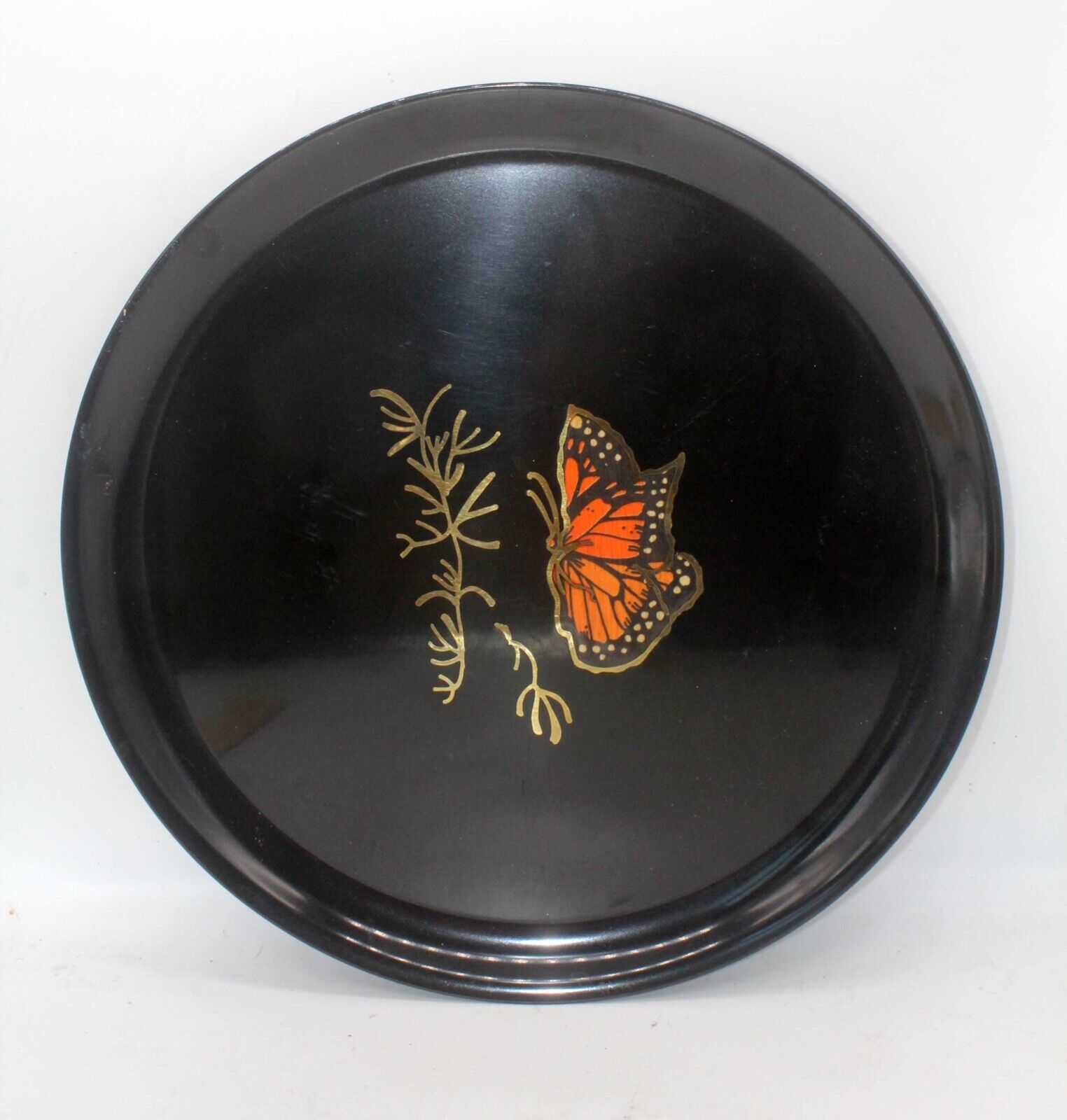 Vintage COUROC Monarch Butterfly Round Tray Monterey California 10\