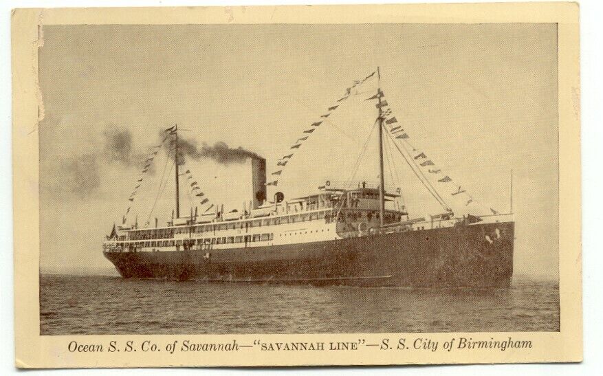 Ocean S.S. Co. Of Savannah Line SS City Of Birmingham Postcard